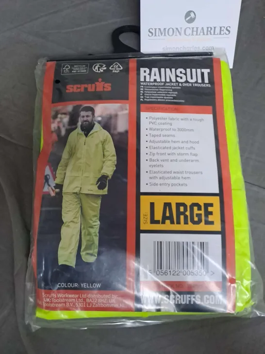 SCRUFFS WATERPROOF RAINSUIT IN FLUO YELLOW - LARGE