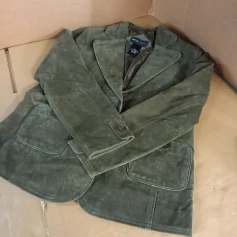 BETH TERRELL SIZE SMALL KHAKI SUEDE JACKET 