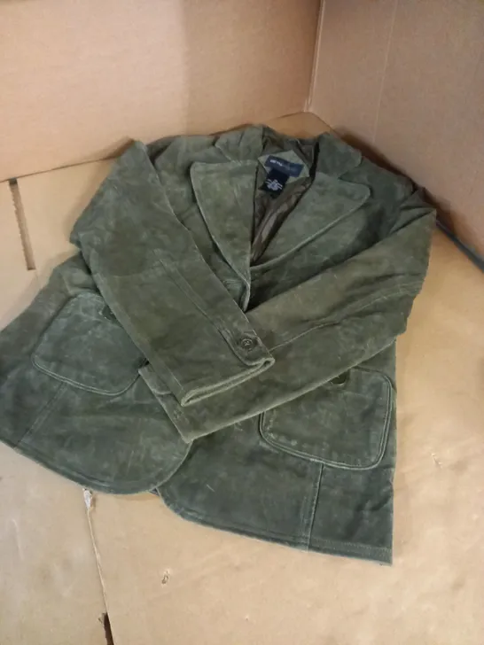 BETH TERRELL SIZE SMALL KHAKI SUEDE JACKET 