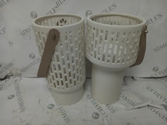 K BY KELLY HOPPEN SET OF 2 PORCELAIN LANTERNS - WHITE