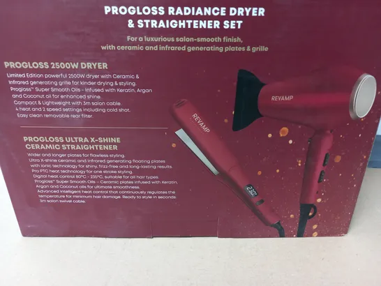 BOXED REVAMP PROGLOSS RADIANCE DRYER AND STRAIGHTENER SET