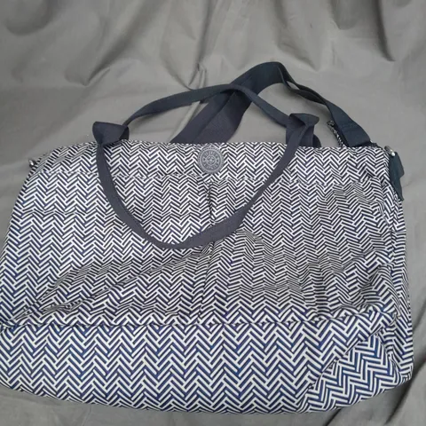 KIPLING BLUE & WHITE SHOPPER SIGNATURE BAG 