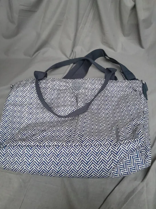 KIPLING BLUE & WHITE SHOPPER SIGNATURE BAG 