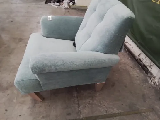 QUALITY BRITISH DESIGNER LOUNGE Co. JOSEPH ARMCHAIR PALE BLUE PLUSH FABRIC 