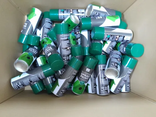 BOX OF APROX 40 GREEN MULTIPURPOSE SPRAY PAINT / COLLECTION ONLY 