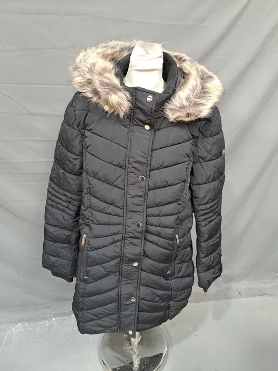 CENTIGRADE FAUX DOWN COAT IN BLACK SIZE XL