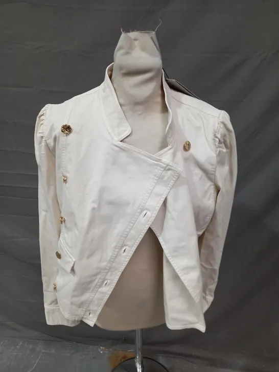 MINT VELVET CREAM COTTON MILITARY JACKET - MEDIUM