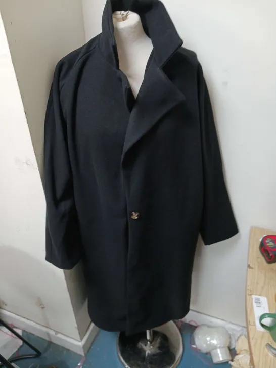 BOOHOO DOUBLE BREASTED WOOL LOOK COAT BLACK SIZE UK 10