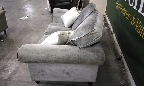 QUALITY DESIGNER LIGHT GREY FABRIC 2 SEATER SOFA 