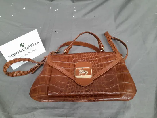 PAUL COSTELLOE DRESSAGE LEATHER CROC TAN LADIES HANDBAG