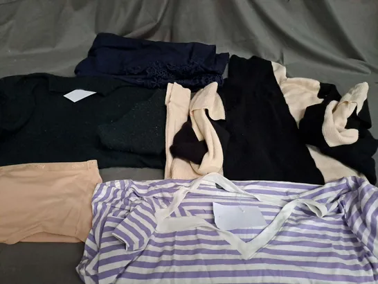 BOX OF APPROX 25 ASSORTED CLOTHING ITEMS TO INCLUDE - TROUSERS , T-SHIRT , PANTS ETC