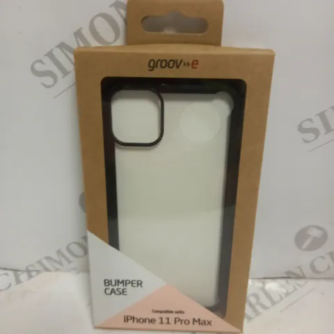 BOX OF 50 BRAND NEW BOXED GROOV-E IPHONE 11 PRO MAX BUMPER PHONE CASES IN BLACK 