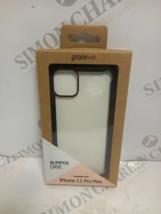 BOX OF 50 BRAND NEW BOXED GROOV-E IPHONE 11 PRO MAX BUMPER PHONE CASES IN BLACK 