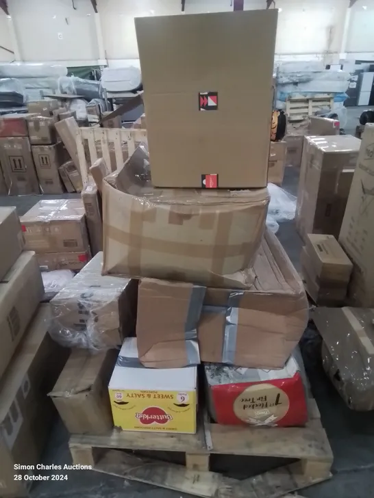 PALLET CONTAINING VARIOUS BOXED FURNITURE PARTS AND OTHER HOUSEHOLD ITEMS ETC.