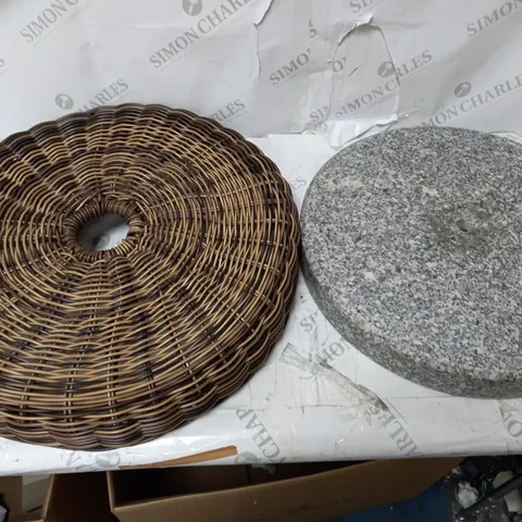 GRANITE WICKER PARASOL BASE 20KG - COLLECTION ONLY