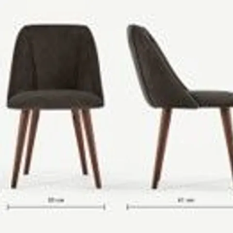 BRAND NEW BOXED MADE.COM SET OF 2 LULE DINING CHAIRS, OTTER GREY VELVET (1 BOX)