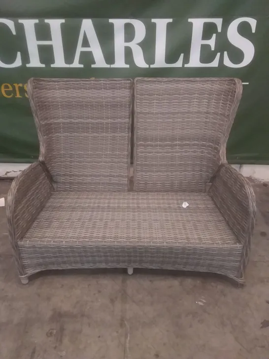 RATTAN EFFECT 2 SEATER GARDEN CHAIR GREY