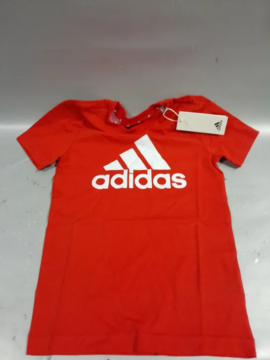 ADIDAS CHILDRENS LOGO T-SHIRT IN RED - 9-10YRS 