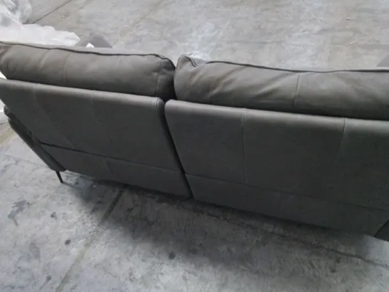 QUALITY ITALIAN DESIGNER LEATHER 2 SEATER RECLINING SOFA IN GREY 