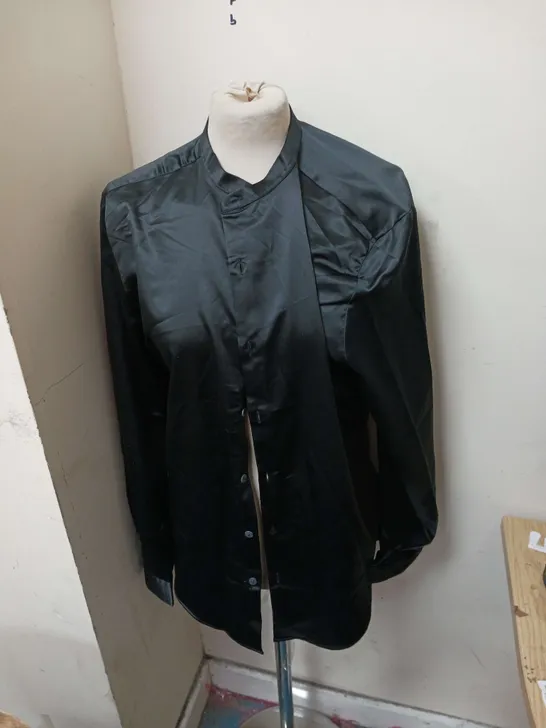 ASOS SKINNY SATIN SHIRT IN BLACK SIZE L 