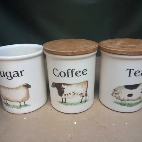 SUGAR, COFFEE AND TEA POT JARS