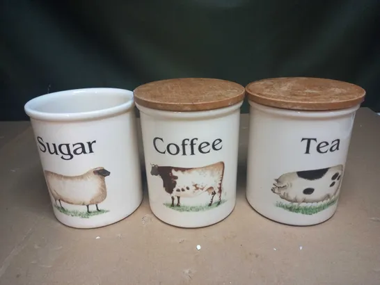 SUGAR, COFFEE AND TEA POT JARS