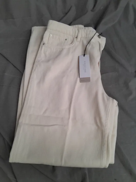 WHITE LABEL FROM THE WHITE COMPANY KINGSTON WIDE LEG JEANS ECRU SIZE 14