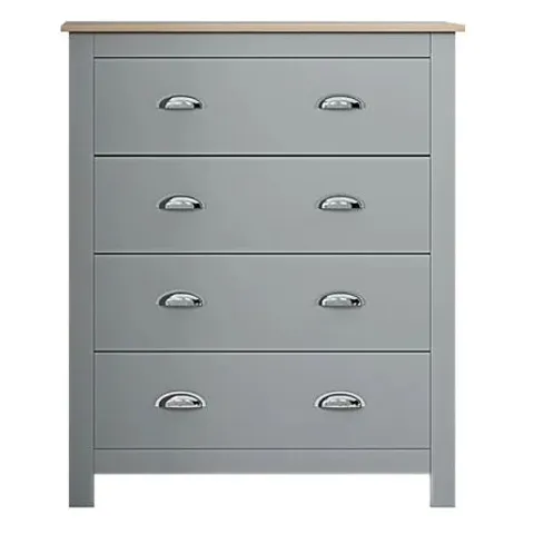 BOXED ARRAS WESTBURY 4 DRAWER CHEST GREY ON OAK (1 BOX)