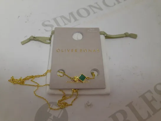 OLIVER BONAS GOLD NECKLACE WITH SEMI PRECIOUS STONE PENDANT