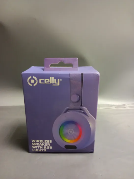 BOXED AND SEALED CELLY WIRELESS SPEAKER WITH RGB LIGHTS