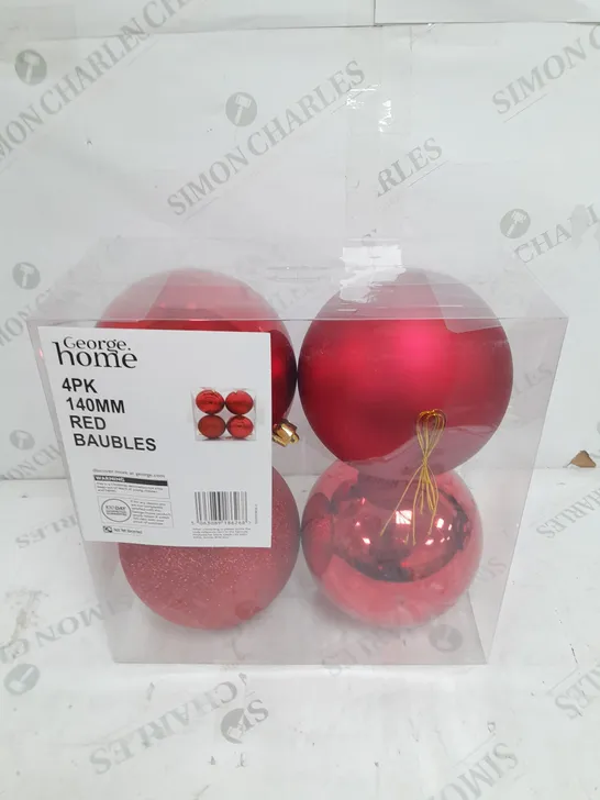 BOX OF 3 4 PACK 140MM RED BAUBLES