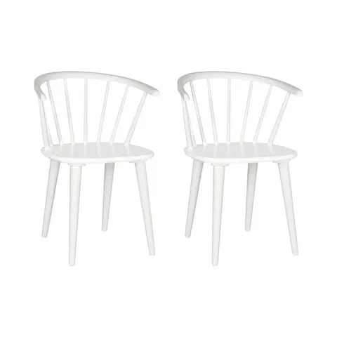 BOXED SET OF 2 BAEK SOLID WOOD WINDSOR BACK DINING CHAIRS - WHITE (1 BOX)