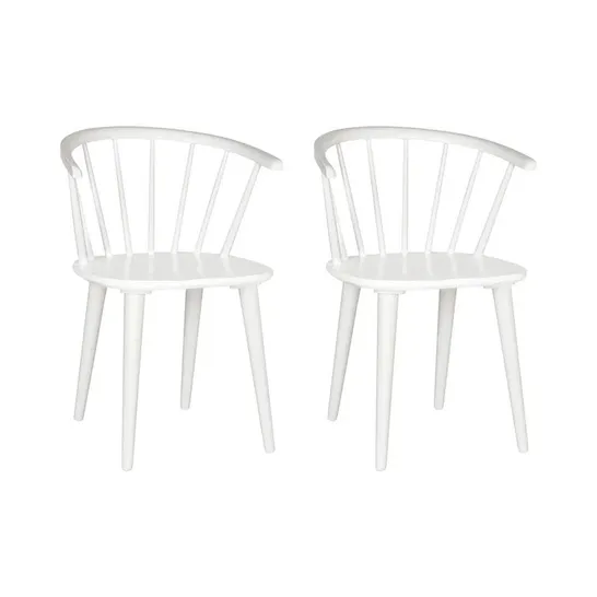 BOXED SET OF 2 BAEK SOLID WOOD WINDSOR BACK DINING CHAIRS - WHITE (1 BOX)