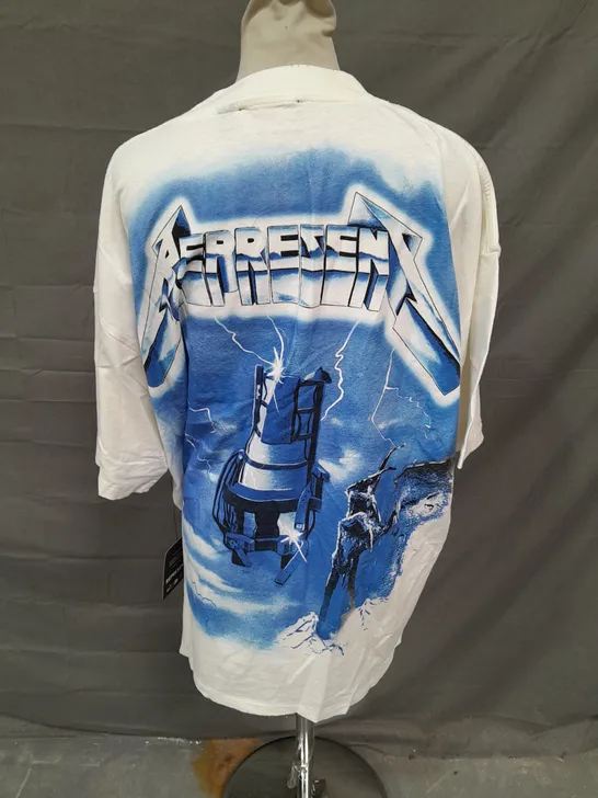 REPRESENT METALLICA RIDE THE LIGHTNING TSHIRT IN FLAT WHITE SIZE L