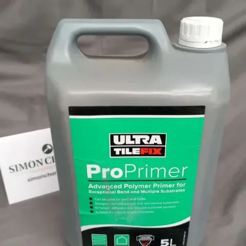 THREE BOTTLES OF ULTRA TILE FIX PRO PRIMER ADVANCED POLYMER PRIMER FOR EXCEPTIONAL BOND AND MULTIPLE SUBSTRATES 5L