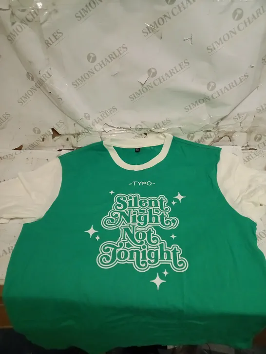 BOX OF BRAND NEW 3XL COTTON ON GREEN XMAS THEMED T SHIRTS 