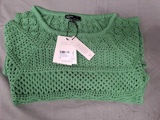 NOBODY'S CHILD WIDE NECK STRIPE STITCH TOP IN GREEN UK SIZE SMALL