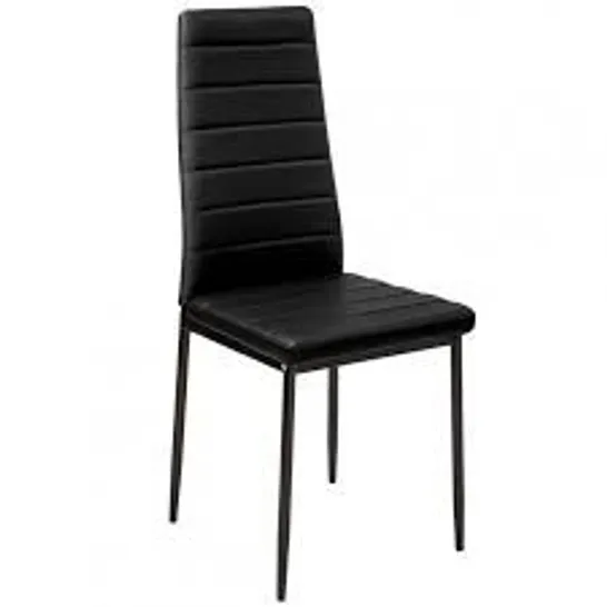 BOXED PANANA MODERN DINING FAUX LEATHER CHAIRS IN BLACK