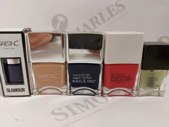 BOX OF APPROX 10 NAILS INC LONDON NAIL POLISHES IN ASSORTED COLOURS