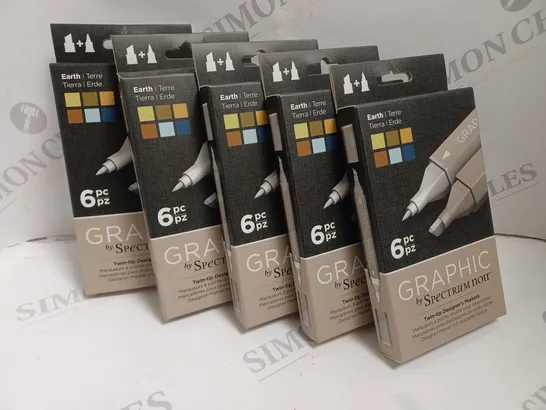 5 X BOXED SPECTRUM NOIR GRAPHIC 6PK - EARTH