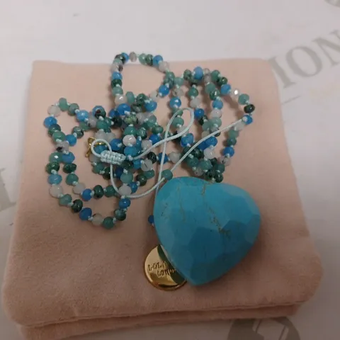 LOLA & ROSE LONDON BLUE HEART STONE NECKLACE