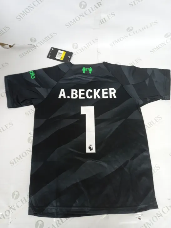 LIVERPOOL FC GOALKEEPER SHIRT AND SHORTS WITH A.BECKER 1 SIZE 22