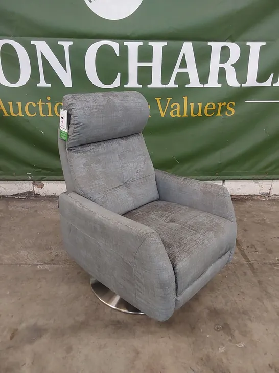 QUALITY DESIGNER ITALIAN MADE VIRGO SWIVEL RECLINER FABRIC UPHOLSTERED CHAIR 