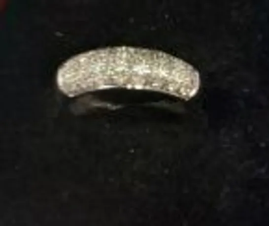 9CT WHITE GOLD HALF ETERNITY RING SET WITH NATURAL DIAMONDS