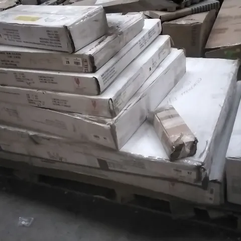 PALLET OF ASSORTED FLATPACK FURNITURE PARTS INCLUDING PARINI DINING TABLE, CONSTABLE DINING TABLE, CAPRICE BAR TABLE, DIVA RECTANGULAR BAR TABLE PARTS