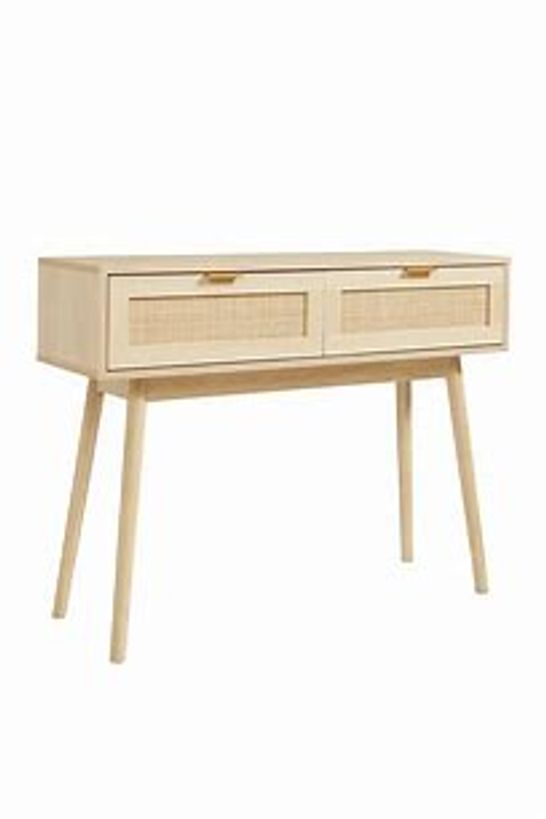 BOXED LLOYD PASCAL LIGHT RATTAN 2 DRAWER CONSOLE TABLE (1 BOX)