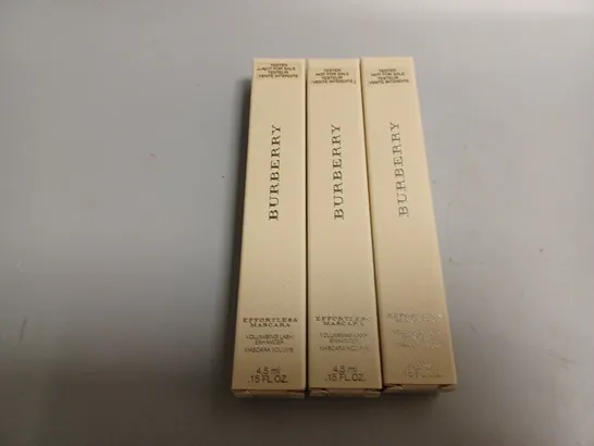 3 BOXED BURBERRY EFFORTLESS MASCARA TESTERS (MIDNIGHT BROWN (02) (3 x 4.5ml)