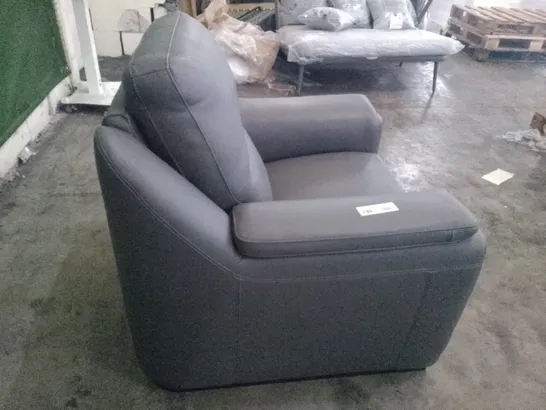 QUALITY ITALIAN DESIGNER AVOLA NEW ARMCHAIR - DARK GREY LEATHER