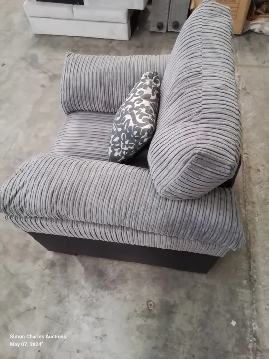 DESIGNER FABRIC UPHOLSTERED PHOENIX CHAIR IN CHARCOAL GREY  WITH SCATTER CUSHION