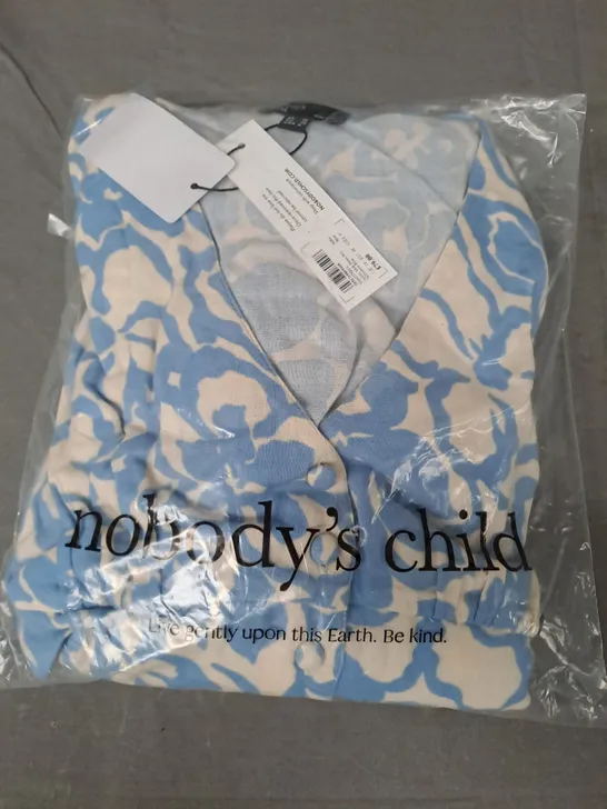 NOBODY'S CHILD ALEXIS MIDI DRESS RIO SILHOUETTE IN BLUE UK SIZE 10